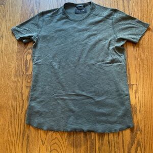 Wings + Horns 1x1 slub tee. Moss Green. Size Large.